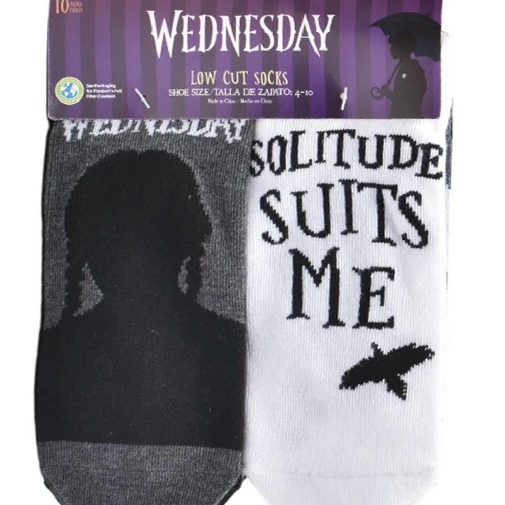 10 pack Wednesday Low Cut Socks - Gray and White